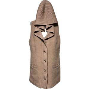 Etcetera Wool Sleeveless Hooded Tunic Sweater Vest Duster Size Medium